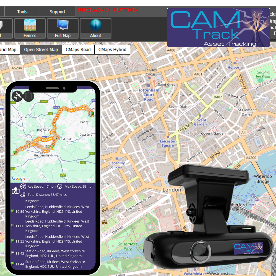 Camtrack 4G Connected Dashcam with Tracking Only - (Footage Retrieve Locally from the Device Only)