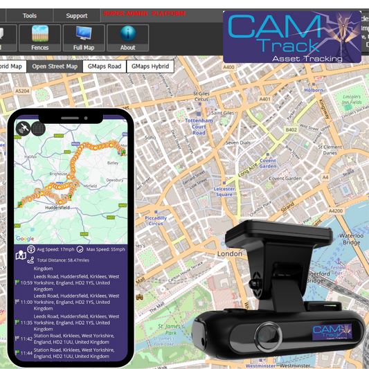 Camtrack 4G Connected Dashcam with Tracking Only - (Footage Retrieve Locally from the Device Only)